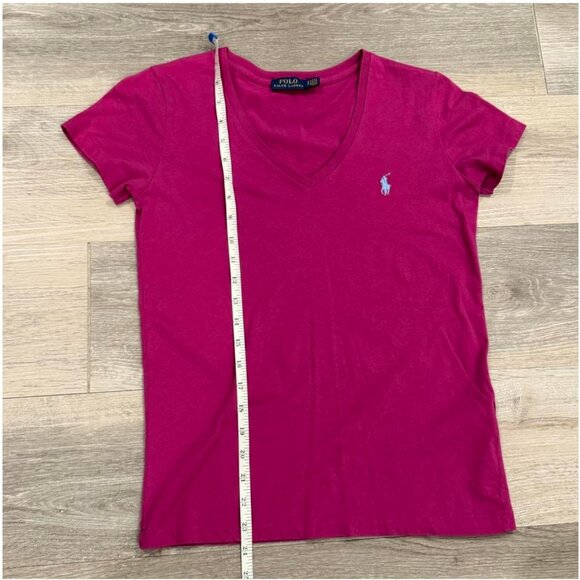 POLO RALPH LAUREN Fuchsia V Neck short sleeve T Shirt Size S - Picture 6 of 7